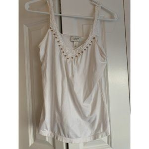LOFT sleeveless top w/ crochet + beading detail